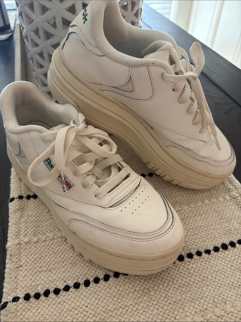 Reebok Women’s White and Cream Platform Sneakers